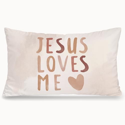 Boho Christian Jesus 12x20 Pillow Cover, Christian Home Nursery Decor, Inspirational Bible Verse Jesus Loves Me Decorative Throw Pillow Covers Pillowcases for Kids Room Bedroom Nursery Decor - color: Bible(white06)