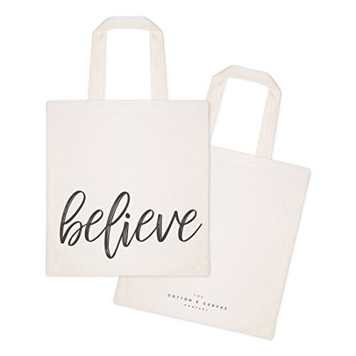 The Cotton & Canvas Co. Beach, Grocery, Farmers Market, Shopping and Travel Reusable Shoulder Tote and Handbag … - style: Believe