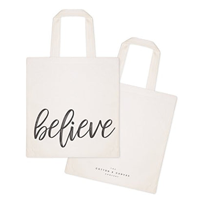 The Cotton & Canvas Co. Beach, Grocery, Farmers Market, Shopping and Travel Reusable Shoulder Tote and Handbag … - style: Believe