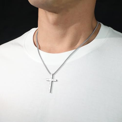 Soccer Cross Necklace for Boys Men - color: Silver, style: 19:26 All things are possible