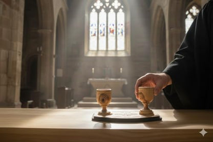 Zuluf Small Olive Wood Communion Cup Set of 2 with Base 2.8 Inch – Handmade Holy Land Christian Chalice Set for Church, Eucharist, Last Supper “Do This in My Remembrance” Gift