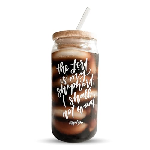 Elly and Grace Christian Tumbler for Women, 20 oz. Bible Verse Tumbler, Christian Cups, Faith Mug, includes lid and straw (Psalm 23-20oz)