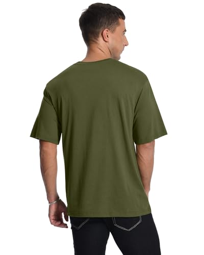Aiyino Men's Triangle Geometric Tee – Gradient Art 100% Cotton Casual Top - color: Armygreen, size: Medium