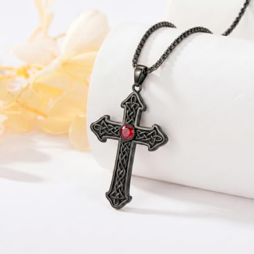 14K Gold Plated Cross Pendant Necklace Christian Jewelry Religious Gift - color: E02-Celtic Cross Black