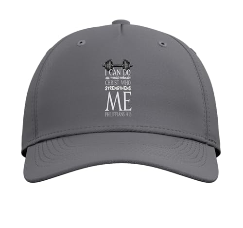 Can Do All Thing Through Christ Bible Verse Church Camp VBS Adjustable Baseball Hat - color: Slate Grey