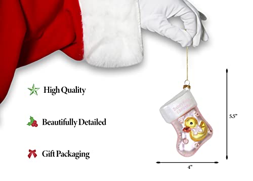 | Baby Girl Stocking Glass Ornament | Baby Collection - color: Clear