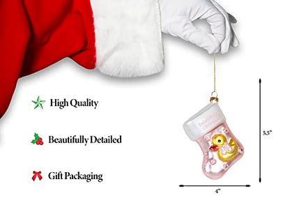 | Baby Girl Stocking Glass Ornament | Baby Collection - color: Clear