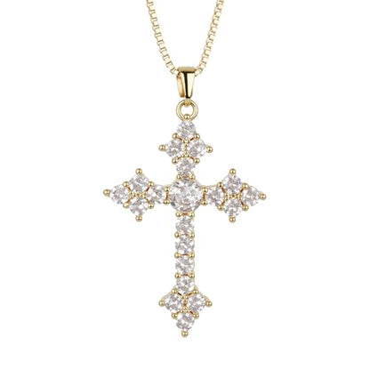 Cavalcade Zirconia Cross Pendant for Car Rear View Mirror Decor Auto Faith Amulet Sparkly Religious Christian Medal Ornament