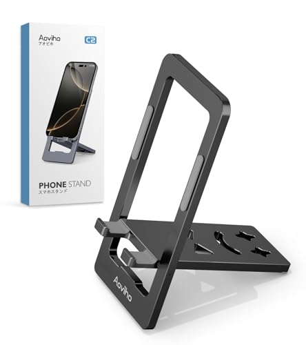 Aoviho Foldable Cell Phone Stand for Desk, Portable Phone Holder,Black - color: Black