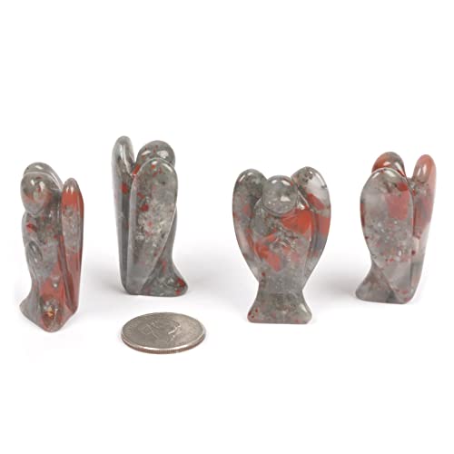 Justinstones Carved African Bloodstone Gemstone Peace Angel Pocket Guardian AngelHealing Statue 2 inch - color: African Bloodstone