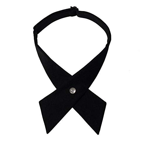 Adjustable Criss Cross Bow Tie School Uniform Pre Tied Bowtie Necktie Women Uniform Tie Cosplay Costume Accessory - color: 01, Black