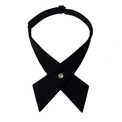 Adjustable Criss Cross Bow Tie School Uniform Pre Tied Bowtie Necktie Women Uniform Tie Cosplay Costume Accessory - color: 01, Black