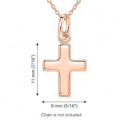 Hawaiian Silver Jewelry 925 Sterling Silver Mini Cross Charm Pendant - style: Rose Gold Plated Sterling Silver