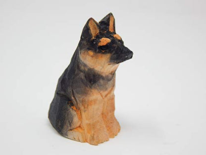 Selsela Hand-Carved German Shepherd Figurine - Miniature Dog Sculpture for Home Decor, Handmade Pet Lover Collectible, Garden Ornament Pet Lover Enthusiast Collectible - style: German Shepherd