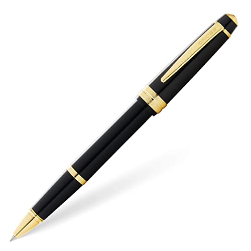 Cross Bailey Light Rollerball Pen, Polished Black & Gold Tone, Black Ink - color: Polished Black