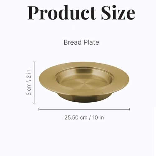 Communion Ware | Stainless Steel Communion Gold Bread Plate for Churches | Holy Stackable Communions Bread and wafers Serving Plate | Communions Supplies – Matte Gold Finish