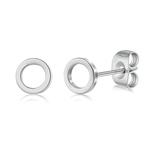 Geometric Titanium Stud Earrings – Hypoallergenic, Minimalist & Versatile - color: Circle Earrings-Silver