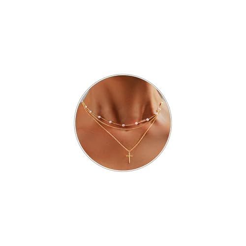 HAXIYA Cross Pendant Necklaces for Women Layered Cross Choker Faith Jewelry - style: 3 Set-Gold