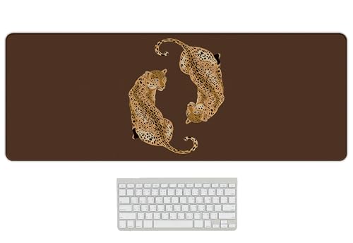 Cheetah Print Desk Mat, Brown Leopard Mouse Pad 31.5x11.8 - color: Brown Cheetah Large, size: 31.5L x 11.8W inches