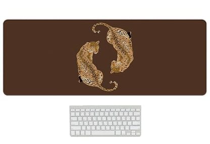 Cheetah Print Desk Mat, Brown Leopard Mouse Pad 31.5x11.8 - color: Brown Cheetah Large, size: 31.5L x 11.8W inches