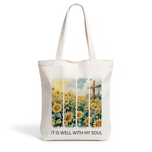 Inspirational Christian Gifts Canvas Tote Bag for Women Girls Christmas Friendship Birthday Grocery Bags - color: Wellsoul03