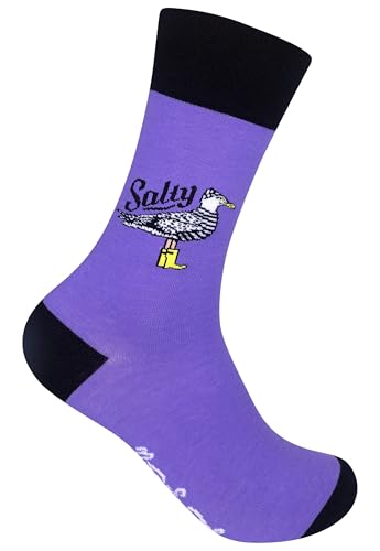 FUNATIC Socks with Funny and Profane Sayings, Sarcastic Gift for Men Women - color: Salty Seagull