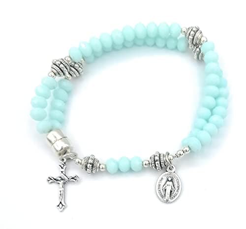 Wrist Rosary, Mint Crystal by MG Rosary