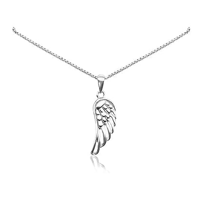 Small and Dainty 925 Sterling Silver Angel Wing Pendant Necklace for Women, Teens - Inspirational Jewelry, Gift for Baptism, Confirmation or First Communion (16 inches plus 2-inch extender)
