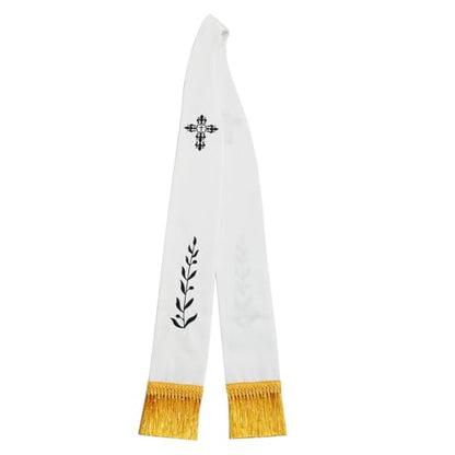 BLESSUME Church Clergy Pastor Cross Embroidered Stole - color: White 5