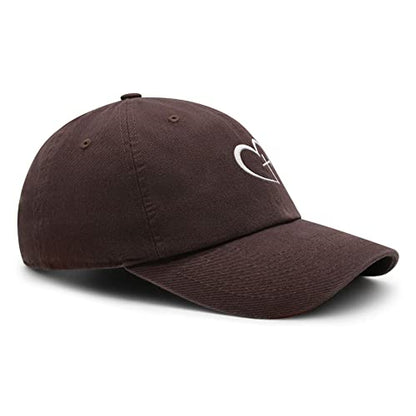 JPAK Heart and Cross Premium Dad Hat Embroidered Cotton Baseball Cap Christian Faith - color: Brown