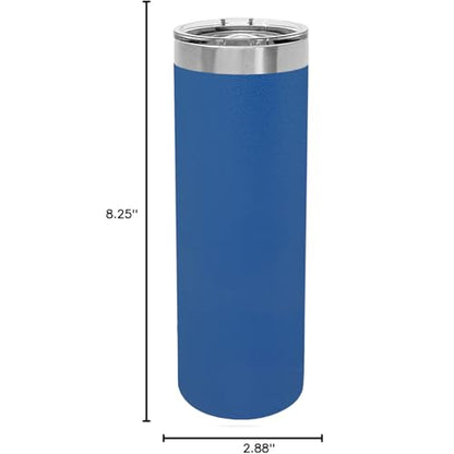 LaserGram Personalized 22oz Skinny Tumbler, Christian Cross (Dark Blue) - color: Dark Blue