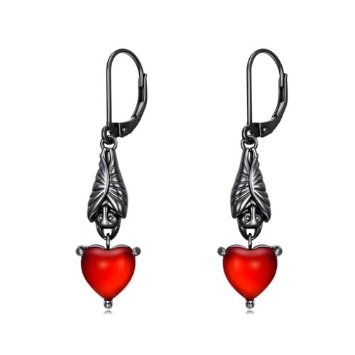 HPQQ Earrings for Women Sterling Silver Dangle Earrings Birthday Christmas Jewelry Gifts for Women Wife Mom - color: White Gold-Bat