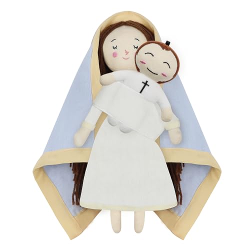free-space Jesus Plush Doll Virgin Mary Doll Religious Toys Guardian Angel Stuffed Baptism Plush Toy Gifts for Kids for Christening Religious Christmas (Virgin Mary with Baby Jesus) - color: Virgin Mary (With Baby Jesus)