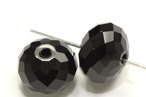 24pcs Adabele Austrian 6mm Faceted Rondelle Crystal Beads Jet Black - color: Jet Black, size: 4mm x 6mm - 24pcs