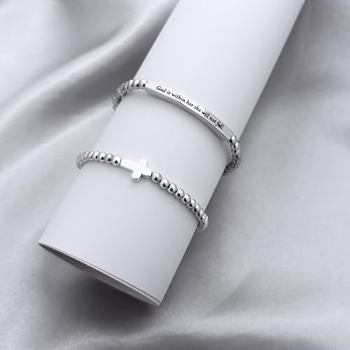 Silver Religious Bracelets for Women Christian Bible Verse Bracelet