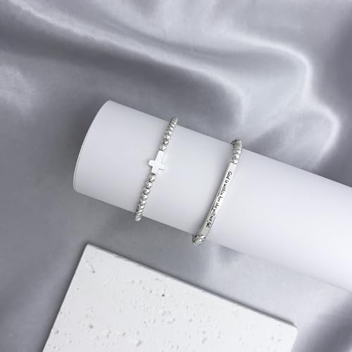 Silver Religious Bracelets for Women Christian Bible Verse Bracelet