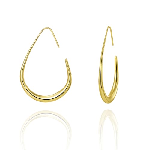 18K Gold Plated Hoop Earrings for Women, NICKEL-FREE & HYPOALLERGENIC, Timeless Jewelry Gift - color: Silver-Circular Ring