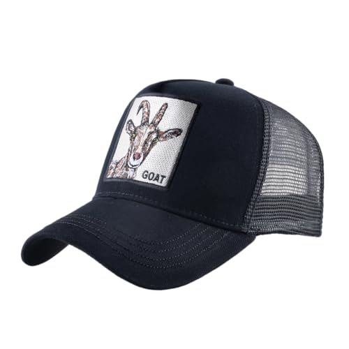 Animal Patch Mesh Trucker Baseball Cap Collection, Embroidered Design, Black - color: Got-black