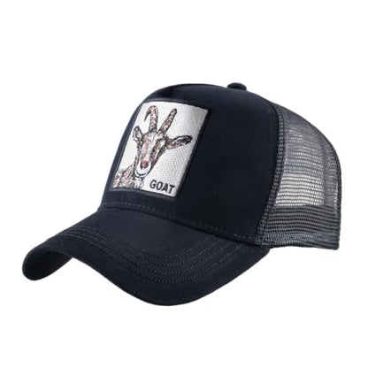 Animal Patch Mesh Trucker Baseball Cap Collection, Embroidered Design, Black - color: Got-black