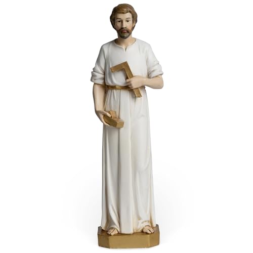 BC Catholic St. Joseph Statue The Worker, 6" H Catholic Saint Figure, Patron Saint for Worder, Inspirational Indoor Statue, Handpainted Renaissance Sculpture Purity & Grace Collection by Buildclassic - color: St. Joseph the Worker