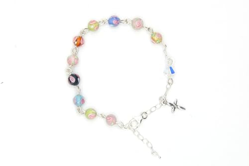 Catholic Communion Rosary Bracelet Created with Swarovski® Crystals, Glass - color: Multi Floral