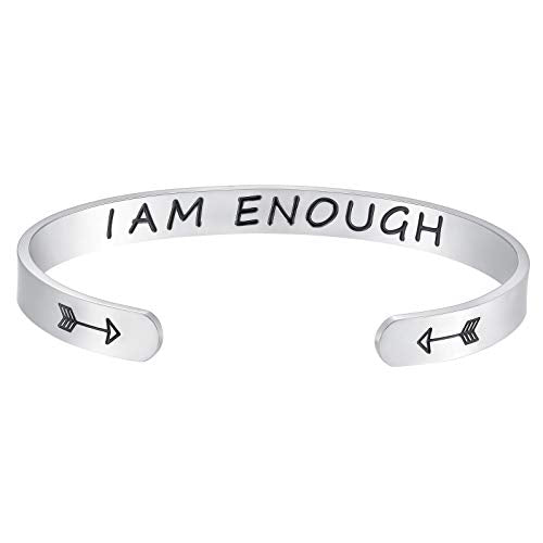 Fesciory Inspirational Bracelets for Women, Stainless Steel Cuff Bangle - color: Silver-31