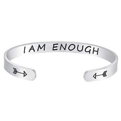 Fesciory Inspirational Bracelets for Women, Stainless Steel Cuff Bangle - color: Silver-31