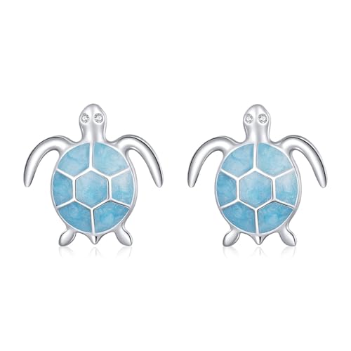 Cute Stud Earrings for Women Dachshund Koi Fish Sea Star Sea Turtle Sea Conch Earrings 14K Gold Plated Dainty Stud Earring funky Jewerly - color: Silver Sea Turtle
