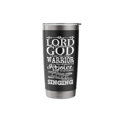 Bible Verse Shirt - Lord God Zephaniah 3:17 Christian Gift Stainless Steel Insulated Tumbler - color: Black