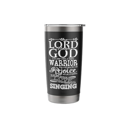 Bible Verse Shirt - Lord God Zephaniah 3:17 Christian Gift Stainless Steel Insulated Tumbler - color: Black