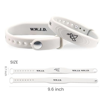 2 Pack Bible Verse Bracelets, with NFC Scan‌ Daily Jesus Bracelets Christian Gospel Scripture Bracelet Faith and Style Combined Inspirational Religious Gifts for Men and Women (W.W.J.D - Beige)