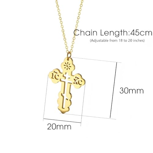 Orthodox Cross Necklace Ilya Necklace Merch Jewelry for Women, Silver, Rose Gold and Gold, Adjustable Chain 18 to 20 Inches - color: Gold