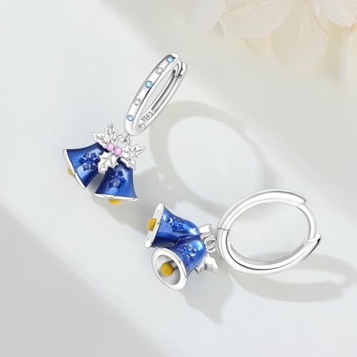 925 Sterling Silver Drop & Dangle Earrings for Women,Butterfly Dragonfly and Bee|Flower and leaf Earrings, Suitable for Sensitive Ears Fashion Jewelry Gift- Hypoallergenic Earrings - color: Blue Bell