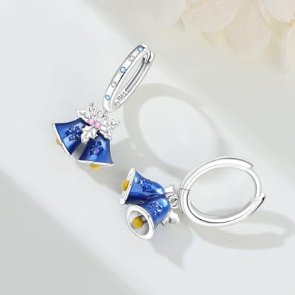 925 Sterling Silver Drop & Dangle Earrings for Women,Butterfly Dragonfly and Bee|Flower and leaf Earrings, Suitable for Sensitive Ears Fashion Jewelry Gift- Hypoallergenic Earrings - color: Blue Bell